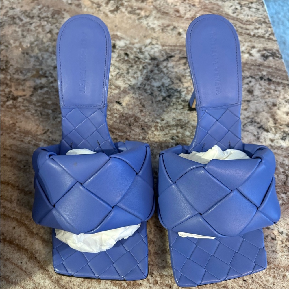 Bottega Veneta Blue Woven Leather Sandals